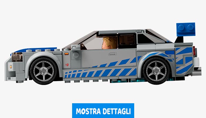 Recensione LEGO Nissan Skyline GT R 2 Fast 2 Furious vista laterale